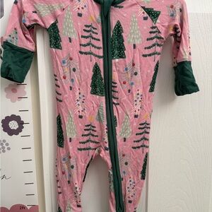 Little Sleepies Pink and Green Tree Pajama Set